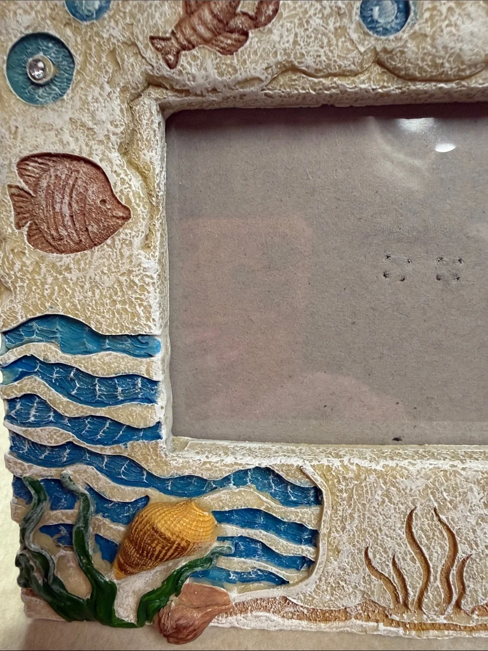 Puzzled Resin Ocean Themed 3-D Picture Frame Lobster Fish Starfish